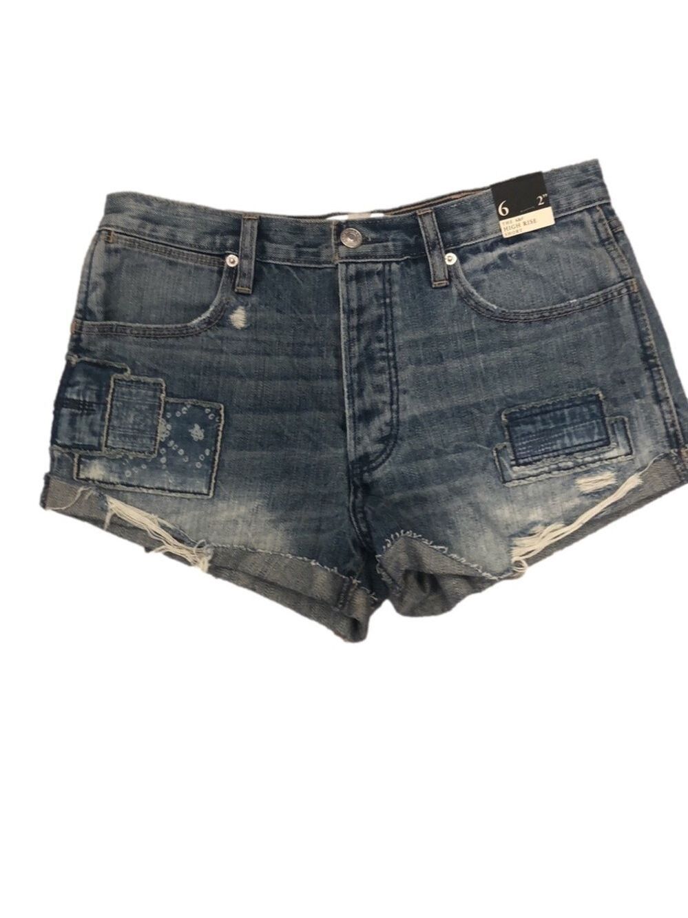 Abercrombie&Fitch size 6 28 waist high rise 2” inseam shorts patched distressed